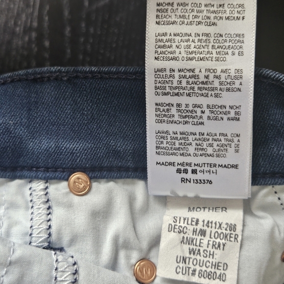 Mother Blue High-Waisted Looker Ankle Fray Jeans Size 27 - Picture 9 of 9